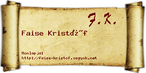 Faise Kristóf névjegykártya